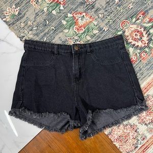 No Brand black raw frayed hem denim shorts